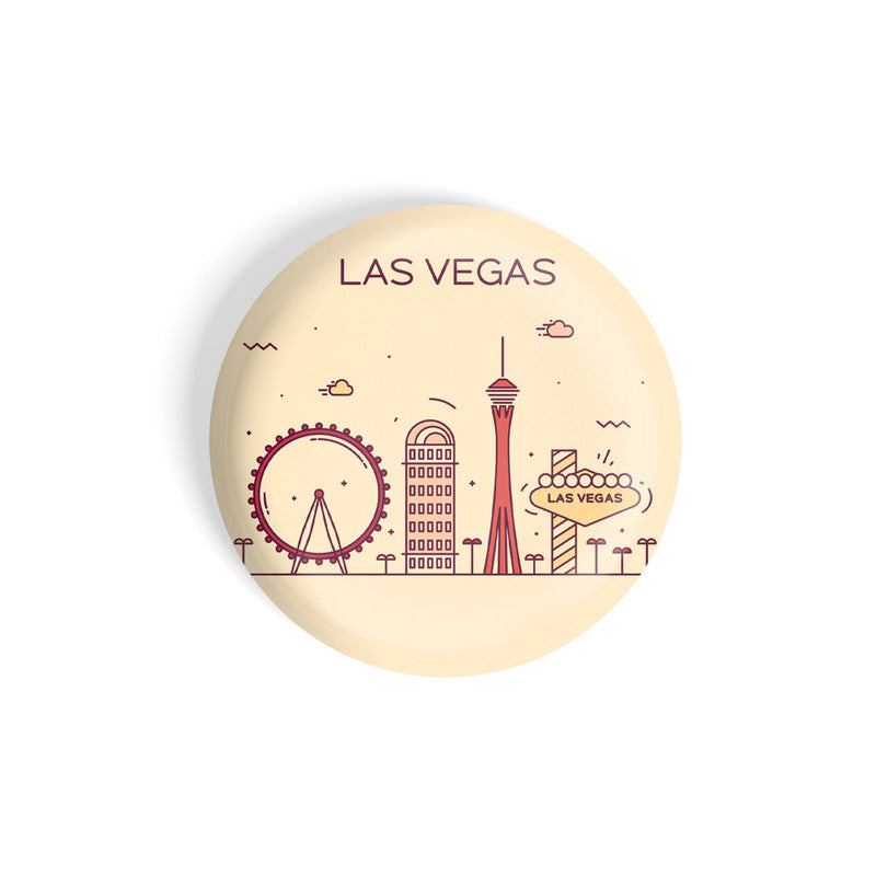 dhcrafts Round Fridge Magnet Brown Color Las Vegas Glossy Finish Design Pack of 1 (58 mm)